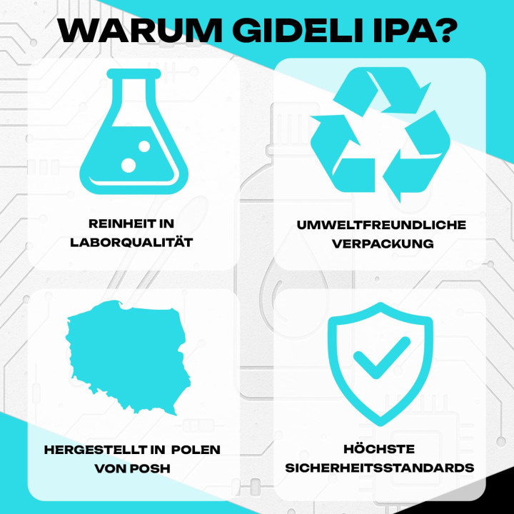 Isopropanol 1L 99,9% IPA Reinigungsalkohol Entfetter für Elektronik GiDeli
